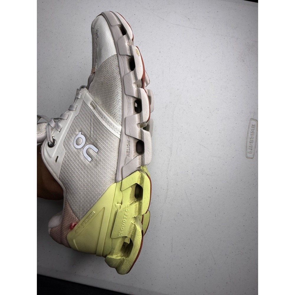 On Cloudflyer Womens Running Shoes White Lime Green‎ Peach Sneakers Low Top - Picture 12 of 16
